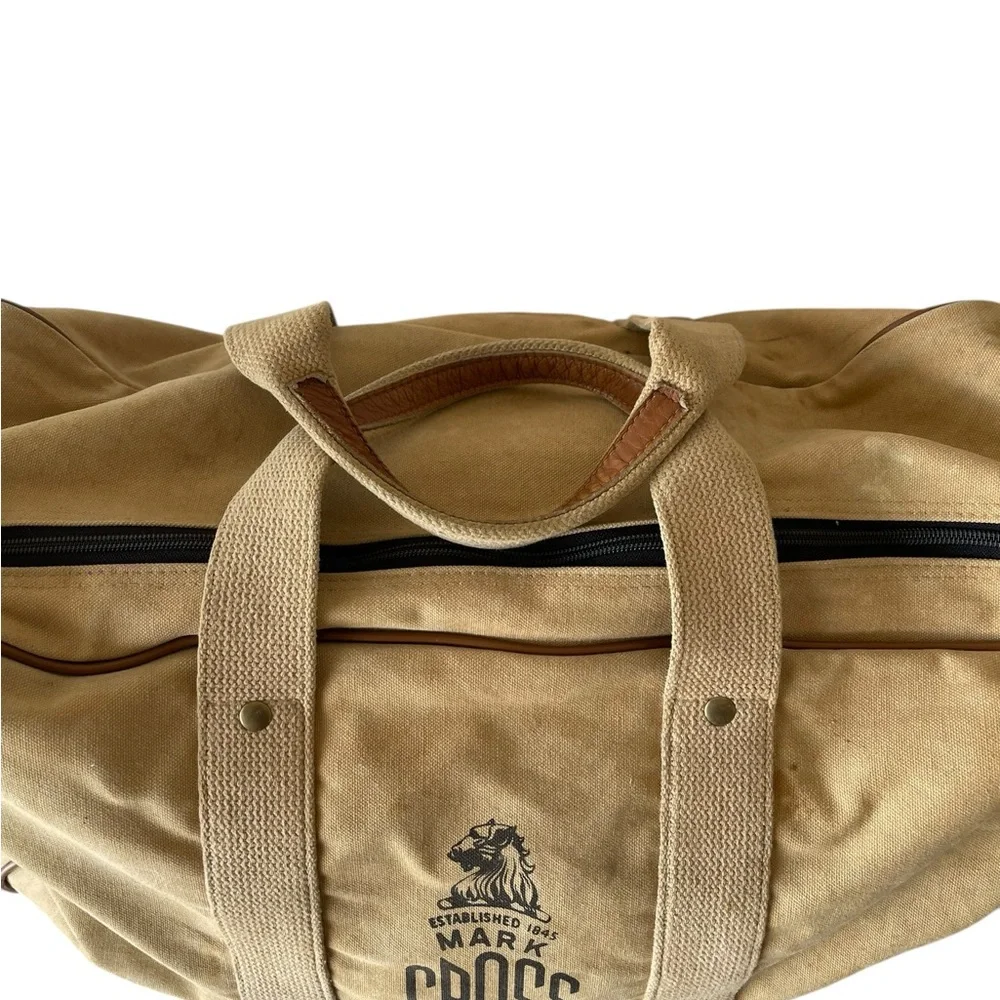 Vintage Mark Cross Camel Canvas Travel Bag